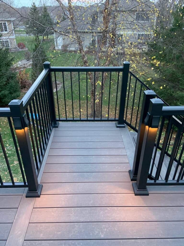 Post lighting on a TimberTech deck.