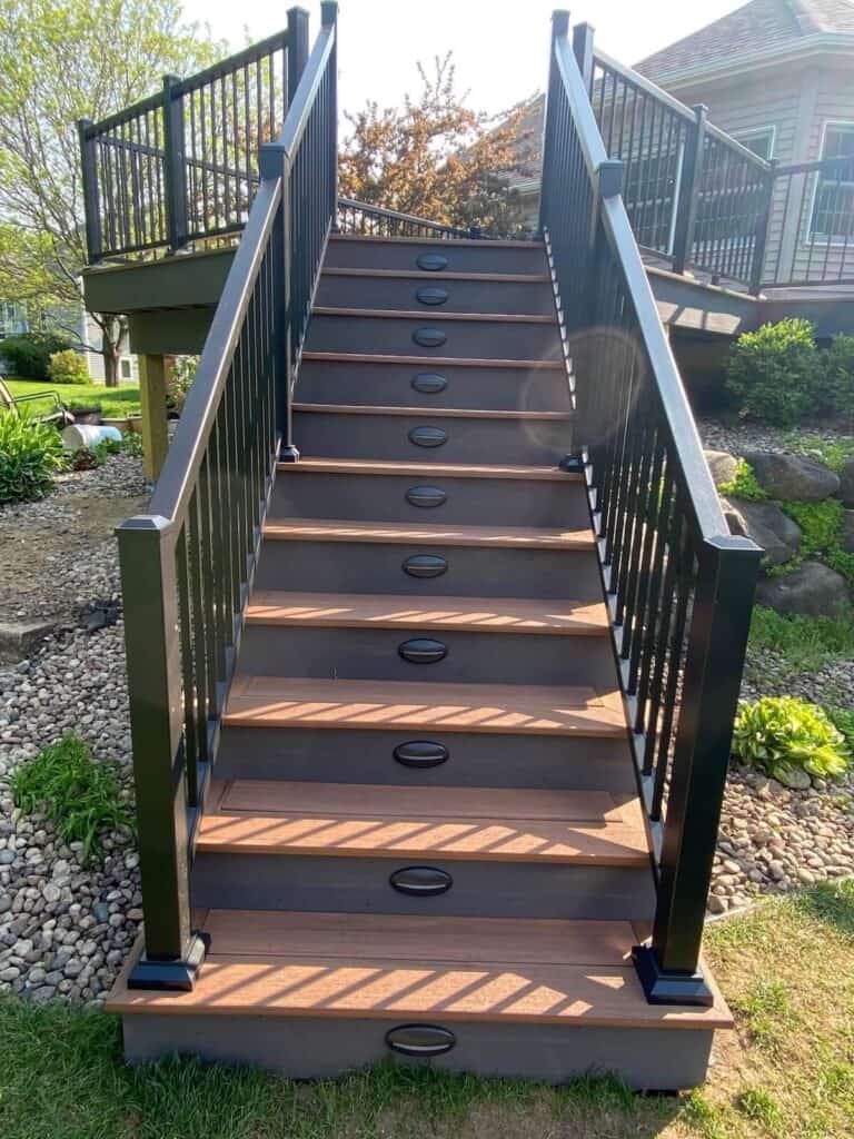 TimberTech riser lights in bronze.